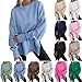 Womens Crewneck Oversized Sweatshirts Thumbhole Long Sleeve Side Slit Pullover Shirts Loose Fall Trendy Outfits (Black,XX-Large)