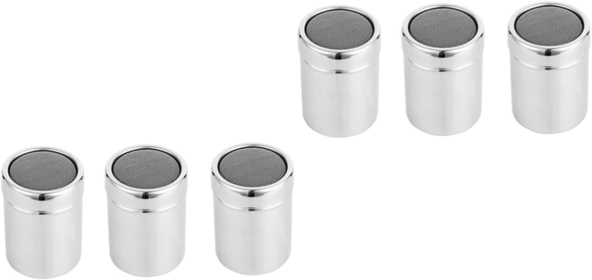 6 Pcs Stainless Steel Shaker Kitchen Tool Moisture-Proof Shaker Easy to Clean Shaker Pepper Bottle Sifter Bottle Jar Seasoning Shaker Sugar Shaker Dense Hole Sugar Bowl