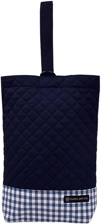 COLORFUL CANDY STYLE Kids Shoes case Put Slippers, Slipper Bag Quilting Type Checking Large, Dark Blue, Dark Blue x Ox Made in Japan N3250200 Handmade Sense (Japan Import)