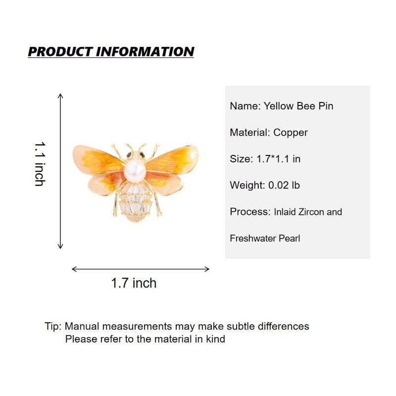 Image of Little Bumble Bee Brooch Pins for Women Rhinestone Yellow Insect Lapel Pin Denim Jacket Suits Accessories Jewelry Gifts