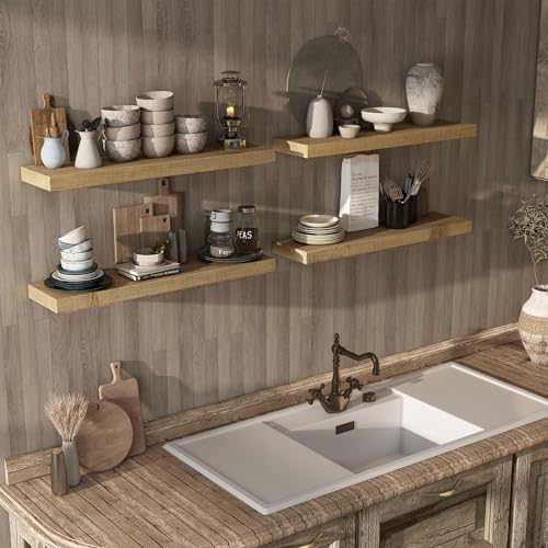 Acovy 8 INCH DEEP Rustic Reclaimed Barnwood Floating Shelves Wall Mounted, Wall Shelves with Invisible Bracket for Living Room, Bathroom, Bedroom and Kitchen, 36 Inch Width Set of 2, Natural Acovy 8 INCH DEEP Rustic Reclaimed Barnwood Floating Shelves Wall Mounted, Wall Shelves with Invisible Bracket for Living Room, Bathroom, Bedroom and Kitchen, 36 Inch Width Set of 2, Natural