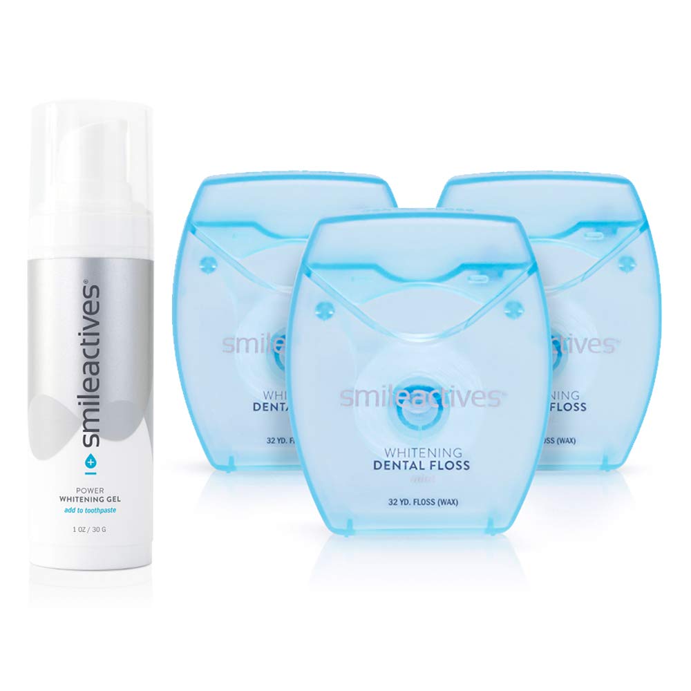 smileactivesTeeth Whitening Kit | 3.8oz Teeth Whitening Gel + 3-Pack (87M) Dental Floss for Plaque Removal, Teeth & Gum Protection!