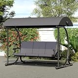 DAYAOUTDOOR Patio Swing with Canopy, Outdoor Swinging Bench with Stand, Backyard Swings for Adults, 2 in 1 Porch Swing Bed, Outdoor Patio Swings,Yard Heavy Duty Covered Patio Swing, Grey