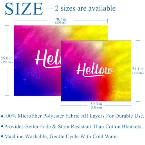 Couverture polaire microfibre Hellow 150x130 cm plaid doux pour lit et canapé
