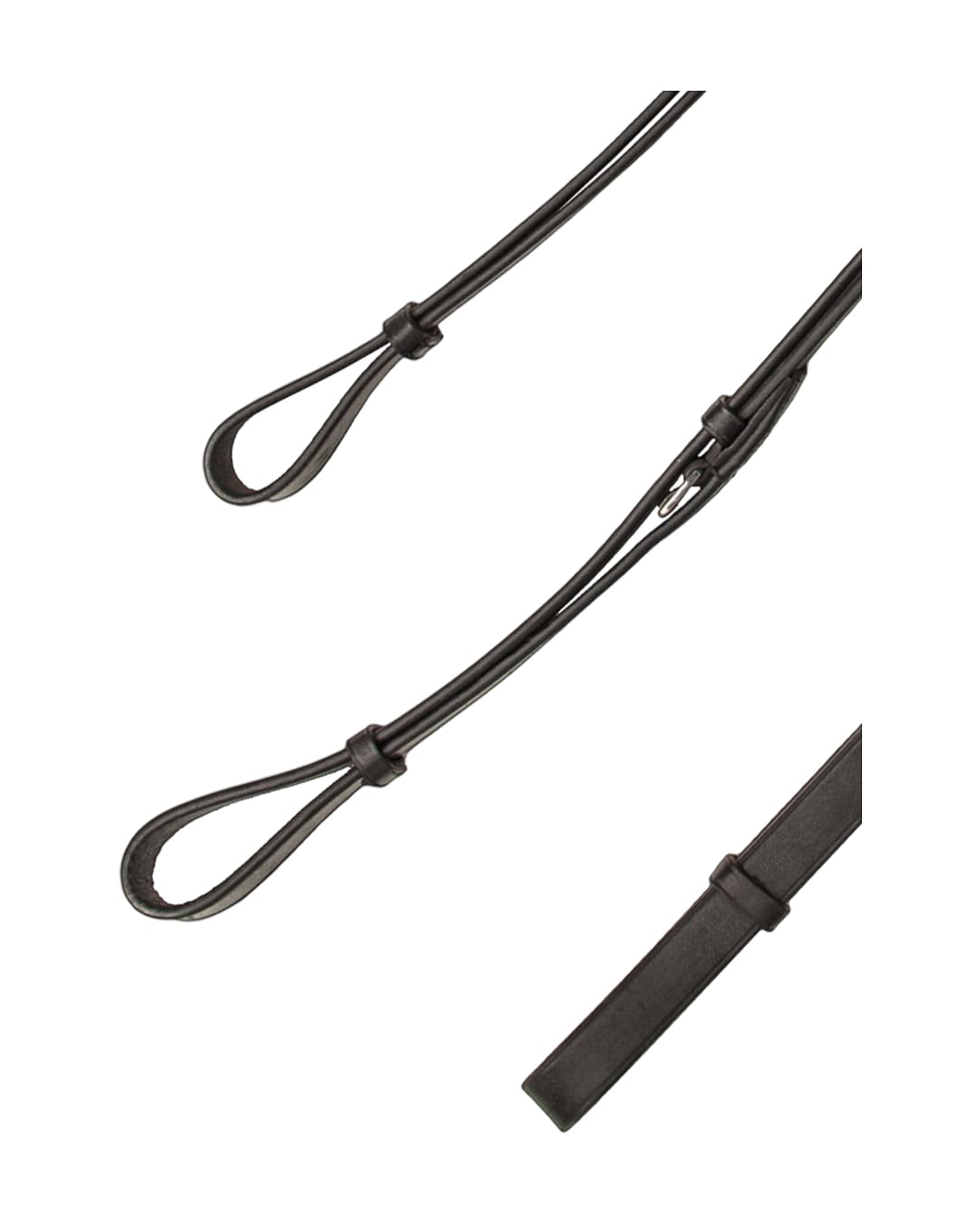 4Horses Dreieckszügel, verstellbare Hilfszügel aus Leder mit unterlegtem Bruststück, für Longieren und Dehnungshaltung
