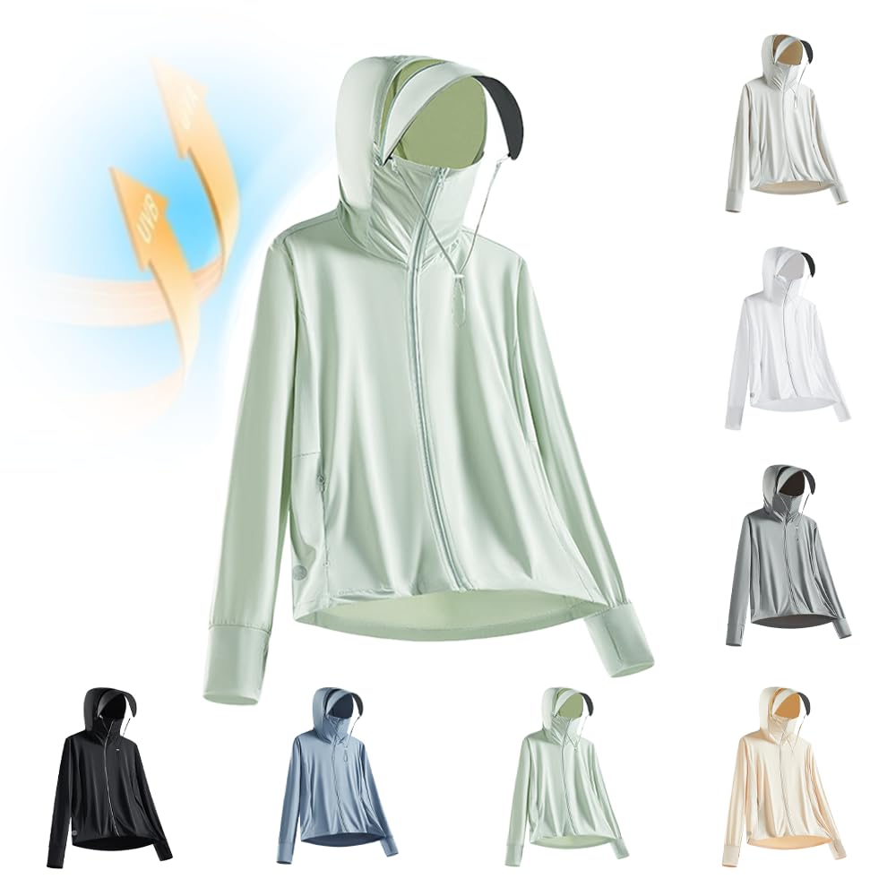 Camisas de sol para hombre en verano de manga larga de seda de hielo, ropa de protección solar UPF 100+ protección solar UV traje de pesca
