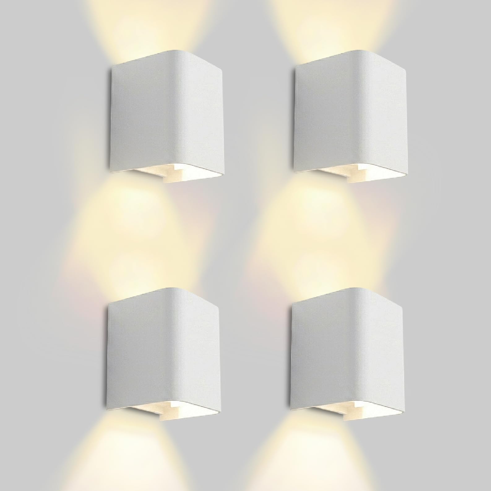 LED ATOMANT 4x Aplique LED Pared Cubo Blanco 14W Color Luz Calida IP54