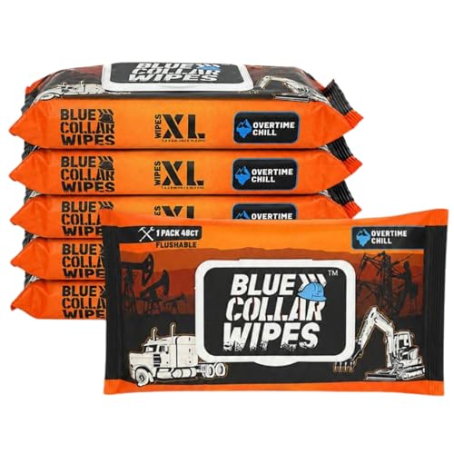Image of XL Flushable Adult Wet Wipes - Biodegradable, Sewer & Septic Safe - Overtime Chill Scent - 288 Total Wipes (6 Resealable Packs of 48)