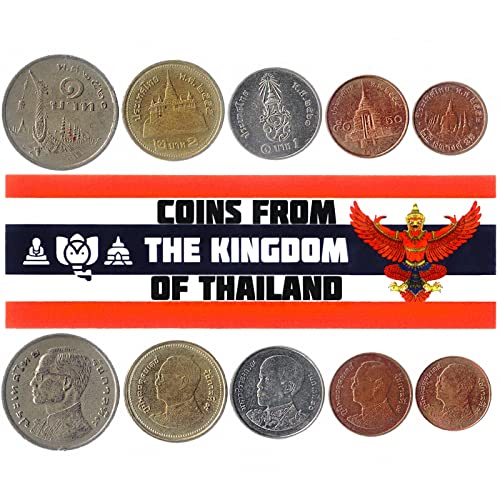 Thailand 5 Mixed Coins | 5 Satangs to 2 Bahts | Thai Currency Since 1947