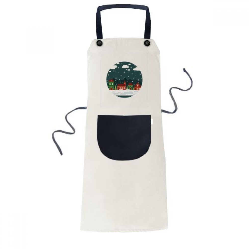 Tablier beige réglable avec motif arbre de flocon de neige et poche pratique pour cuisine et cuisson