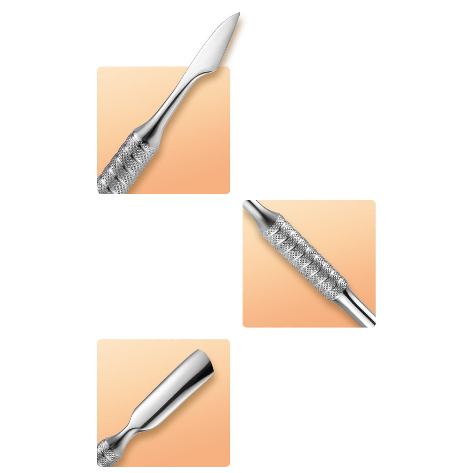 Spingi cuticole in acciaio inossidabile Spingi per unghie a doppia estremità Spatola in metallo Pulitore per unghie Rimozione cuticole per manicure pedicure 2 in 1 Spingi per unghie Spingi cuticole in