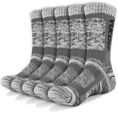YUEDGE 5 Pares Hombres Senderismo Calcetines para Trekking Camping Ciclismo Tenis, Transpirable, Antideslizante, Anti-ampollas, Alto Rendimiento