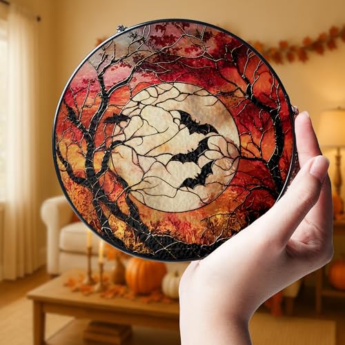 Enchanting Halloween Bats Acrylic Suncatcher – Full Moon Gothic Window Decor – Perfect for Spooky Forest Themes and Haunted House Gifts - Image 8