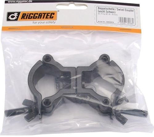 Riggatec Doppelschelle - Swivel Coupler leicht schwarz bis 50 kg (32-35mm)