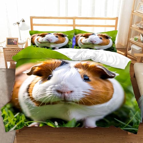 Housse de couette cochon d'inde 240x260 cm avec 2 taies d'oreiller pour lit 2 personnes