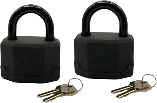 NUSET 3-1/4" 83mm Heavy Duty Keyed Alike Padlocks, Laminated Steel, Vinyl Covered Pack of 2