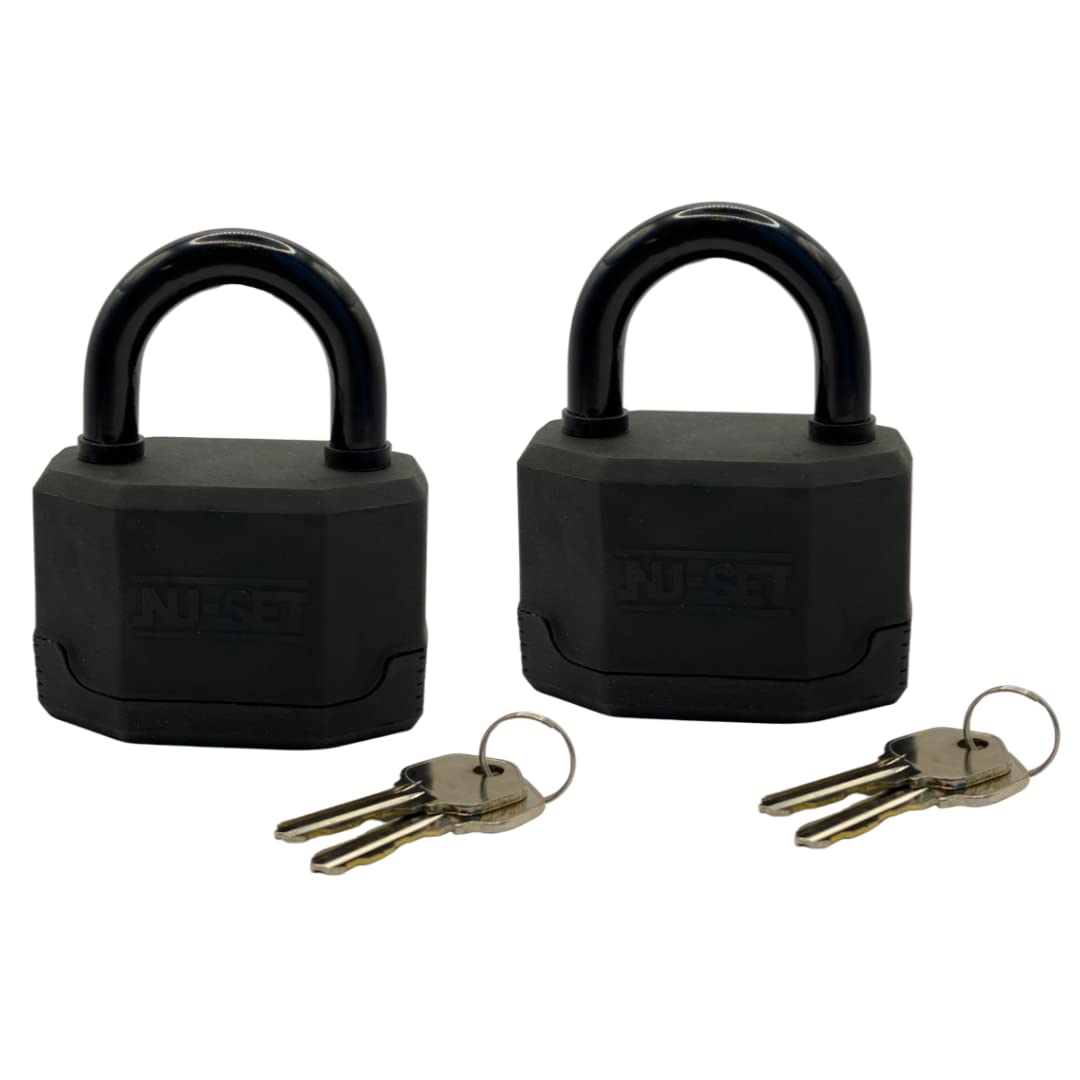 NUSET 3-1/4" 83mm Heavy Duty Keyed Alike Padlocks, Laminated Steel, Vinyl Covered (Pack of 2)