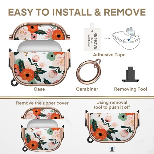 Image of Maxjoy for AirPods 4 Case with Lock, Cute AirPods 4 Case Lock Protective Soft AirPod 4 Generation Cover for Women Girly with Keychain Clip for AirPod 4th Generation Cover 2024, Flower