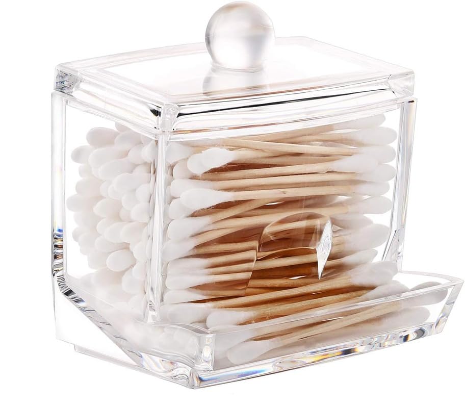 KLIVE New Acrylic Cotton Swabs Storage Holder Box- Transparent Makeup Case Cosmetic Container(1Pcs)-image-38