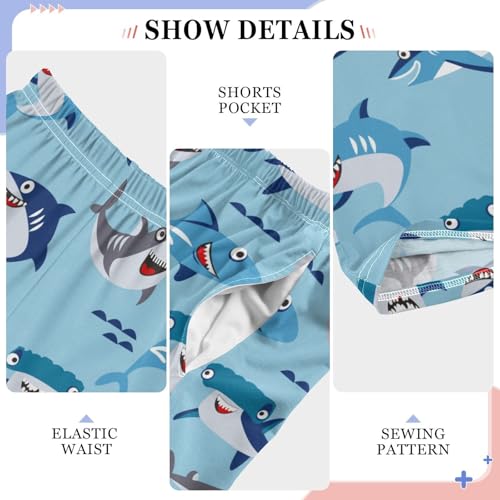Lovely Sharks Have Fun Boys Long Pants Soft Trousers Elastic Waist Kids Lounge Bottoms with Pockets S-XL4
