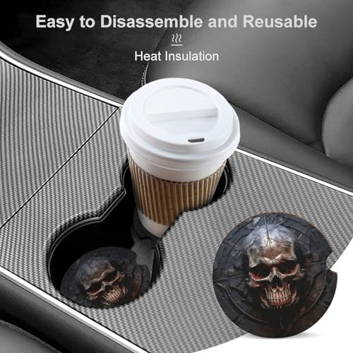 Portavasos para auto diseño calavera 2 unidades 2.6 pulgadas miniatura 4