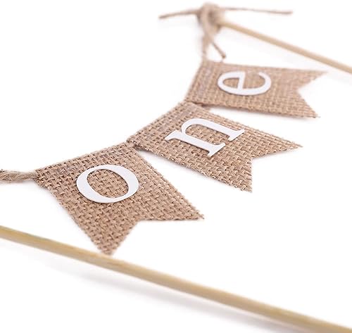 Miniatura 5 de Decoración de pastel de cumpleaños hecha a mano, decoración de arpillera para baby shower, decoraciones de cumpleaños