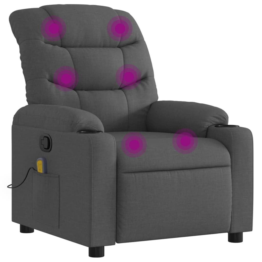 Fauteuil de massage moderne gris foncé tissu vidaXL haute qualité
