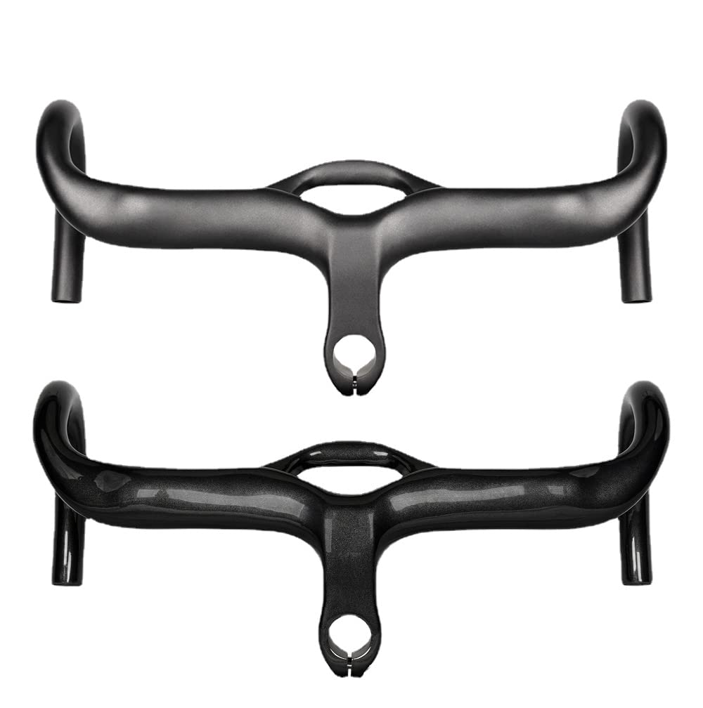 Guidon de vélo de route entièrement en carbone - Potence intégrée - Mat/brillant - Avec support d'ordinateur de vélo - Guidon - Pièces de vélo (440 x 100 mm, gloss)