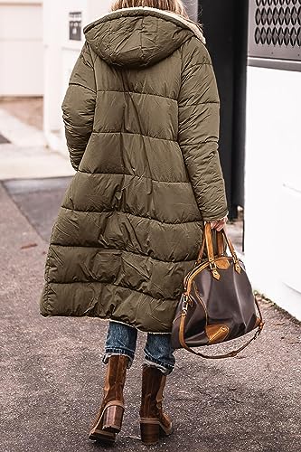 Movnebyro Women's Army Green Reversible Long Puffer Jacket – Cozy, Casual Warmth for Winter - Image 3