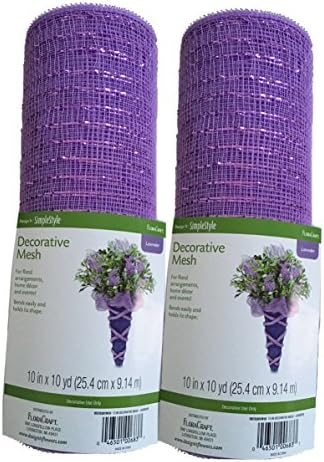 2 Pack Lavender FloraCraft SimpleStyle 10 inch Decorative Mesh with Metallic Strands