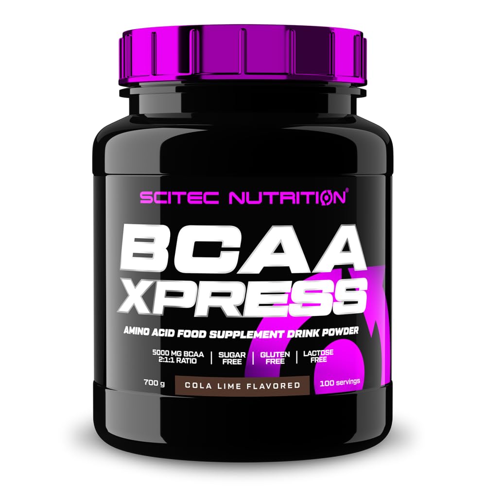 Scitec Nutrition BCAA Xpress, Sin Azúcar, Gluten y Lactosa, 5g BCAA Puros, Recuperación y Crecimiento Muscular, Proporción de Aminoácidos 2:1:1, Aromatizado y Fácil de Mezclar, 700 g, Cola-Lima