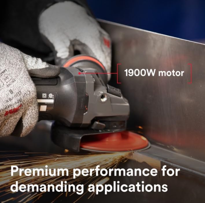 Image of 3M Electric Angle Grinder, 11129, VS, 4.5-5 in Paddle Switch, 13-Amp, 120V, for Cutting, Grinding, Polishing and Rust Removal,1 EA