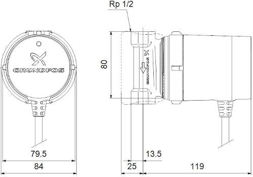 Grundfos Comfort Pompe up15-14b-pm 1 x 230 V RP 1/2" 80 mm - 3