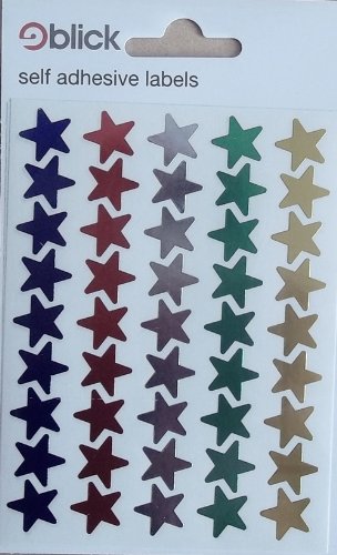 90 X Blick Star Stickers Metalic Colours 14Mm Labels Self Adhesive Ideal Chart