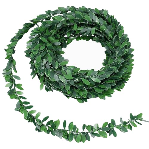 1Pcs 7.5 M / 24.6Ft Garland Foliage Green Leaves Artificial Wreath Fake Vine,Artificial Garlands Green Leaves Realistic Fake Aesthetic Hangin Vines for Home Garden Accessories Wedding Party Wall Decor