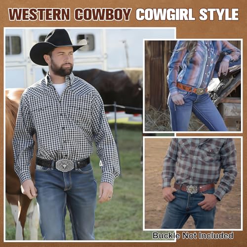 3 Pack Western Belts for Men Women without Buckle Cowboy Belt for Buckle Mens Western Leaher Belt for Jeans4