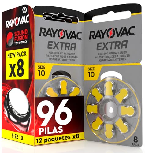 96 Pila para Audífonos Rayovac Extra 10. 12 Pack de 8 Unidades Baterías de Audífono