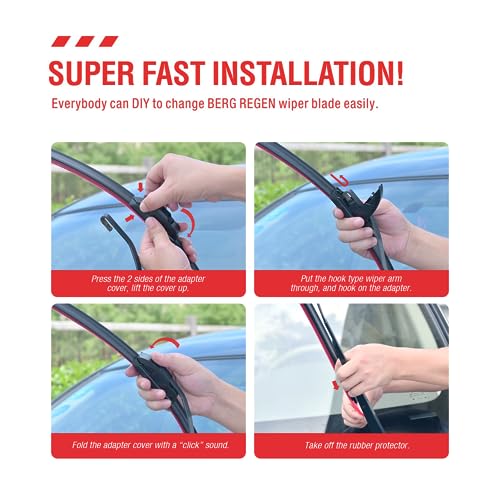 Image of 26 inch /24 Front Wiper Blades Replacement for Honda Pilot 2022 2021 2020 2019 2018 2017 2016 Passport 2022-2019, Ridgeline 2022-2017 Automotive Windshield Wiper Blades for My Car-(Set of 2) U /J Hook