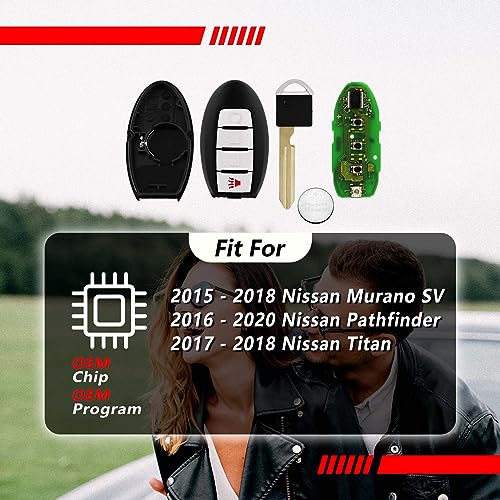 2 Keylessbest Replacement for Nissan Pathfinder Murano SV Titan Key Fob Remote Control 2017 2018 2019 2020 4 Buttons 433MHz KR5S180144014,Black