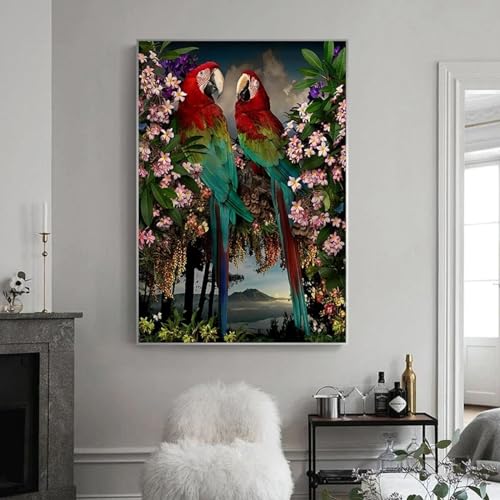 Affiche animale moderne perroquet portrait mur toile cadres déco