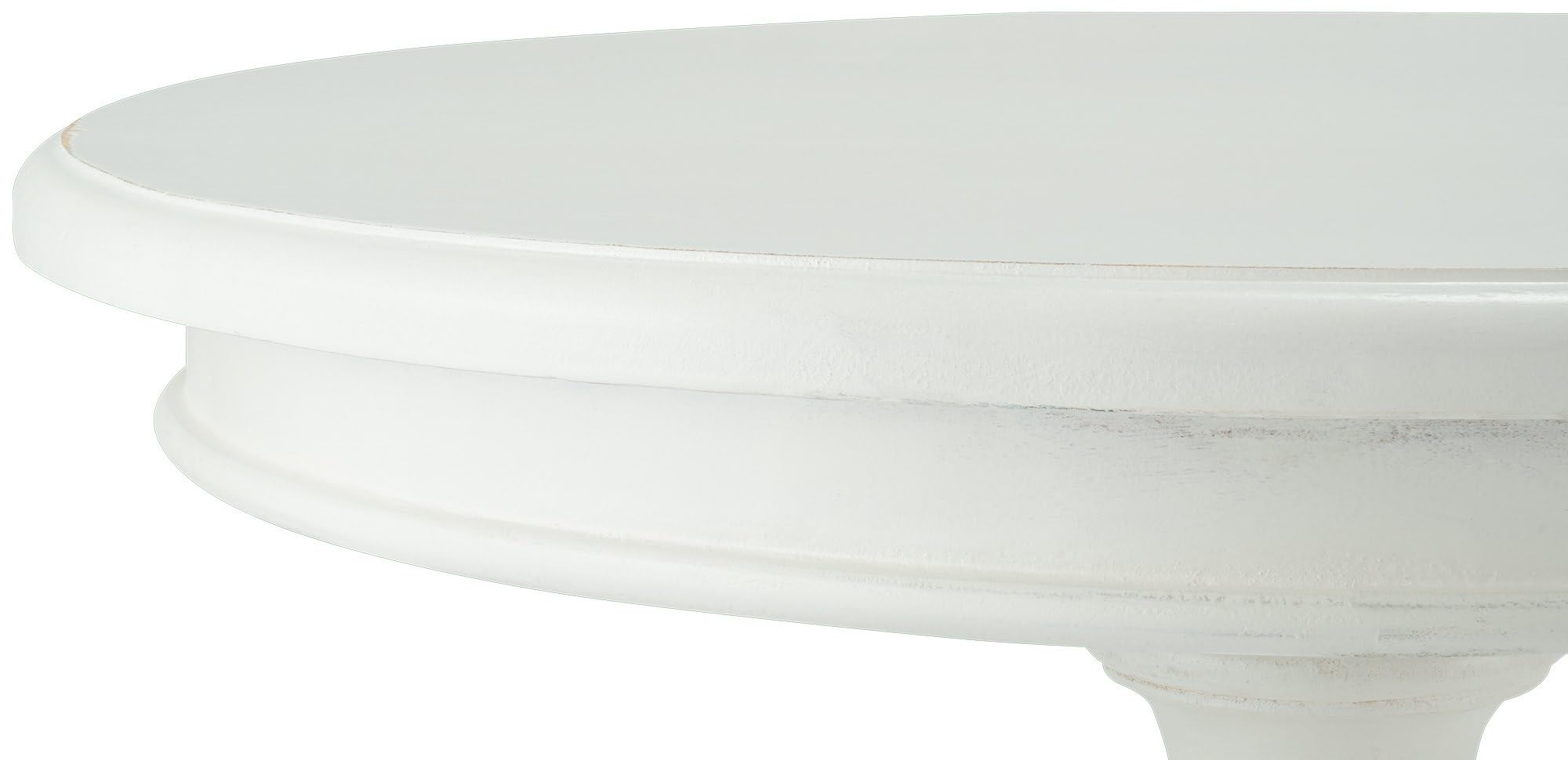 CLP Tavolino rotondo Wiva in legno, tavolino da 50 cm di diametro per soggiorno e sala da pranzo, in legno di Mindiholz di alta qualità, Colore:antico bianco