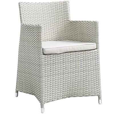 Modway Junction Wicker Rattan Outdoor Patio Two Dining Arm Chairs with Cushions in Gray White 5192V qcF1L. SS400