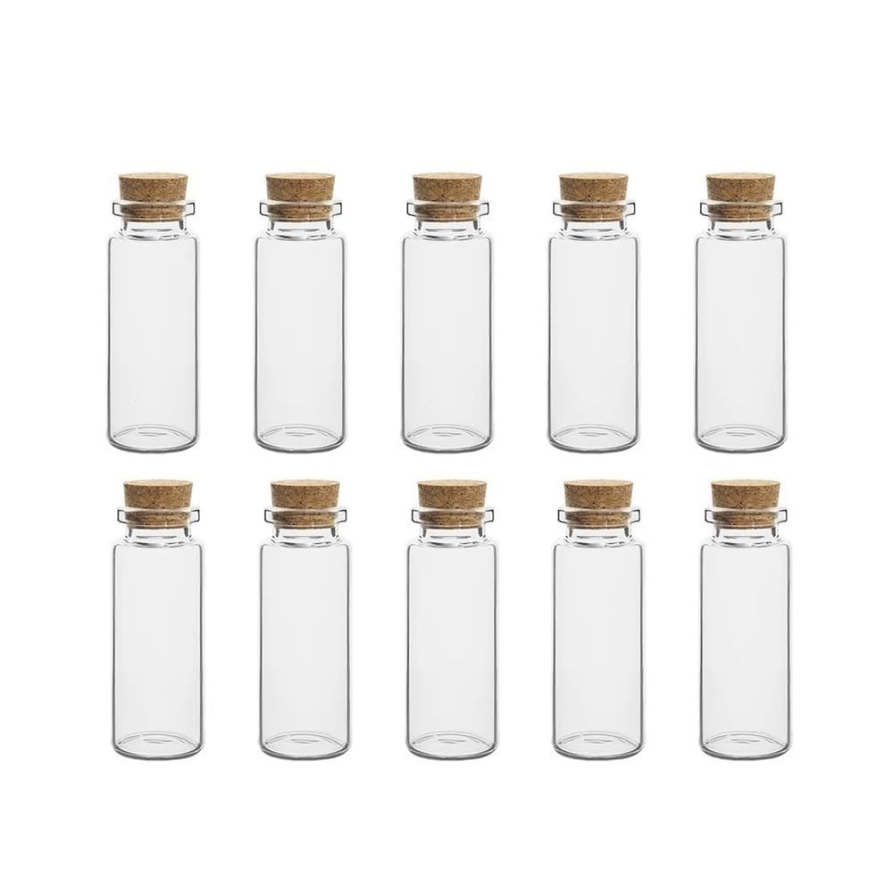 Loacea Glass Vial Small Glass Bottles DIY Craft Jars 5-20ml, Cork Stoppers Drifting Flawless Touch for Party 10pcs(10ml)