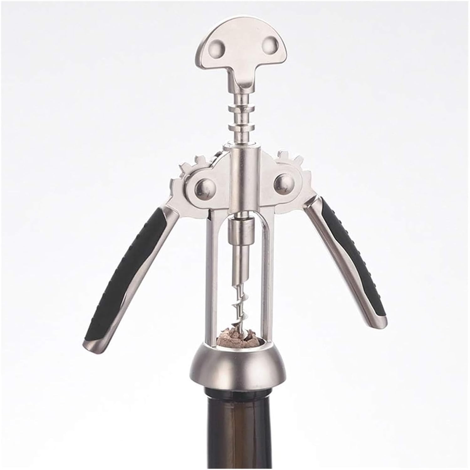 Wing Corkscrew for Red Wine Beer, Wine Bottle Opener Wing Corkscrew Zinc Alloy and Rubber