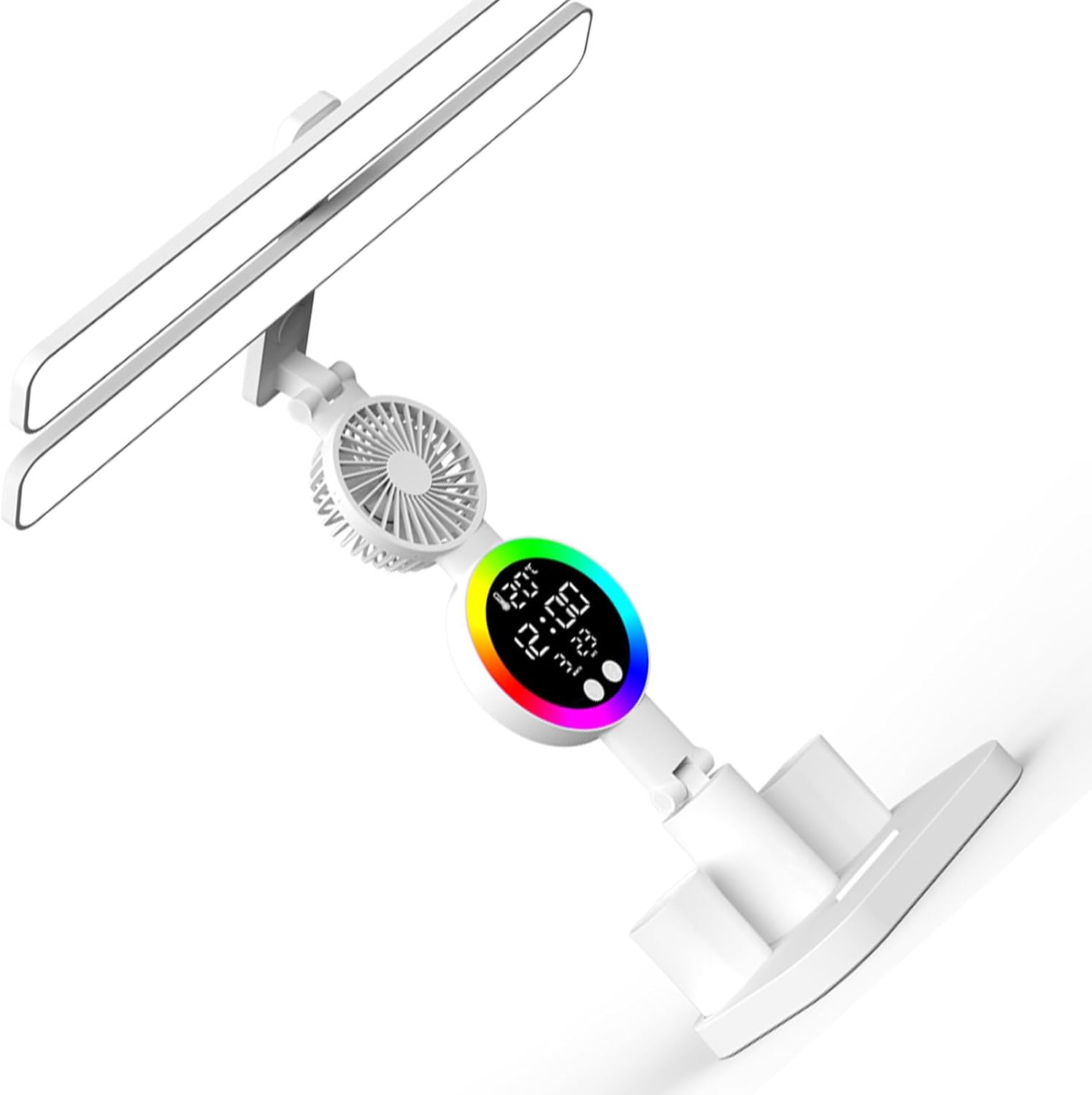 Multifunction Pliable Desk Lamp Modifiable Color Temperature Tiny Fan Pen Holder Transportable Rechargeable USB Powered Flexible Task Light Modifiable Color Temperature Fan Pen Stand Travel-Friendly