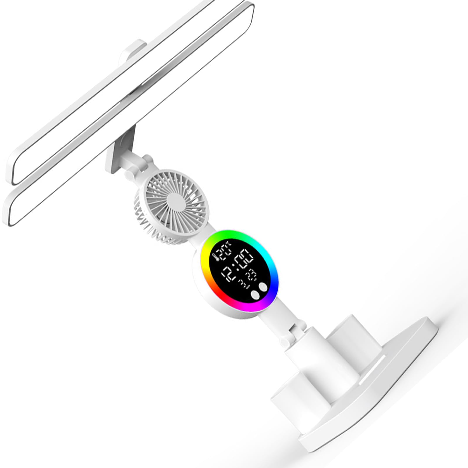 Kaeltsyn Multifunction Pliable Desk Lamp Modifiable Color Temperature Tiny Fan Pen Holder Transportable Rechargeable USB Powered Transportable Rechargeable