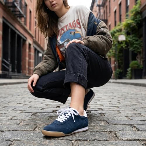 Image of CUSHIONAIRE Topcat Genuine Leather Suede Sneakers for Women, Lightweight Everyday Casual Womens Shoes with Retro Style and Cushioned Comfort