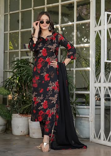 Twins Lady Black Floral Kurta Pant Set - Image 4