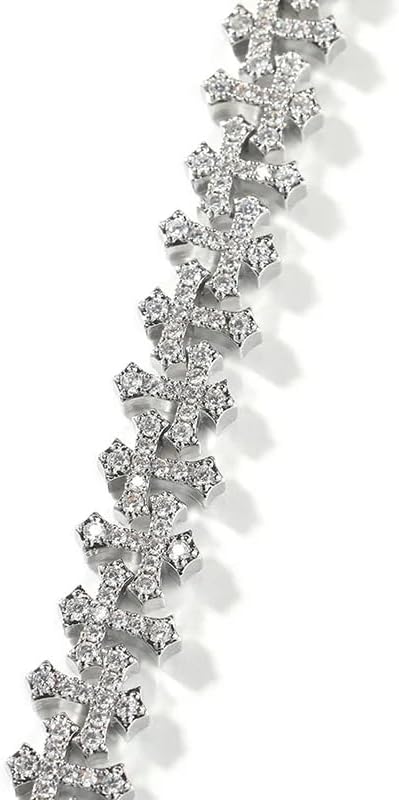 LUSSO 925 Sterling Silver Iced Out Cross Bracelet For Women And Men - 5A+ Iced Out Crosses Link Chain Bracelets, Jesus Bracelets Iced Chain Hip Hop Rapper Jewelry Gift - Image 5