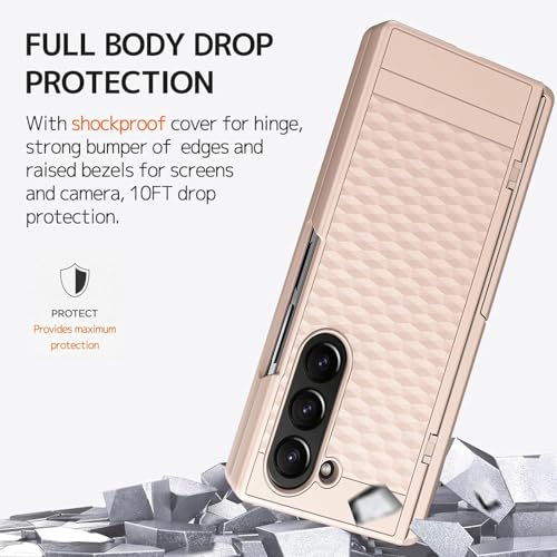 Image of Kapa Geometric S Pen Holder Hinge Protection Back Cover for Samsung Galaxy Z Fold6 / Fold 6 | Slim Shock Proof Case with Inbuilt Glass & S Pen Slot (Titanium)